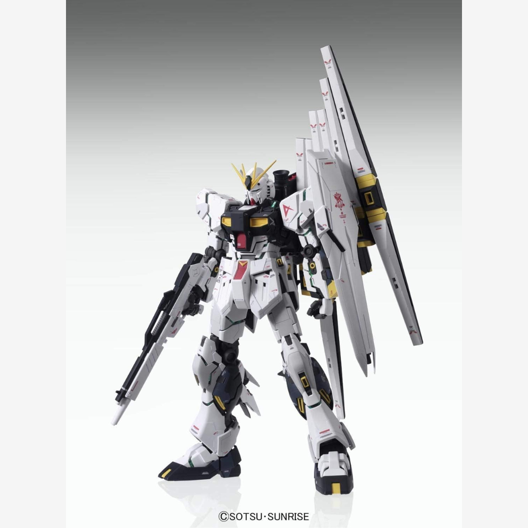 Box Gunpla MG RX-93 ν Gundam Ver.Ka Bandai, kit Master Grade da assemblare senza colla, icona UC con fin funnels mobili e design Katoki.