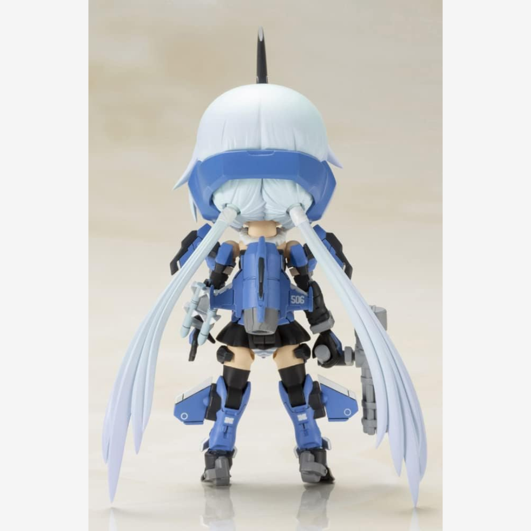 Box Qpmini Stylet Frame Arms Girl Kotobukiya, model kit chibi da assemblare senza colla, versione posabile mecha kawaii per collezionisti.







