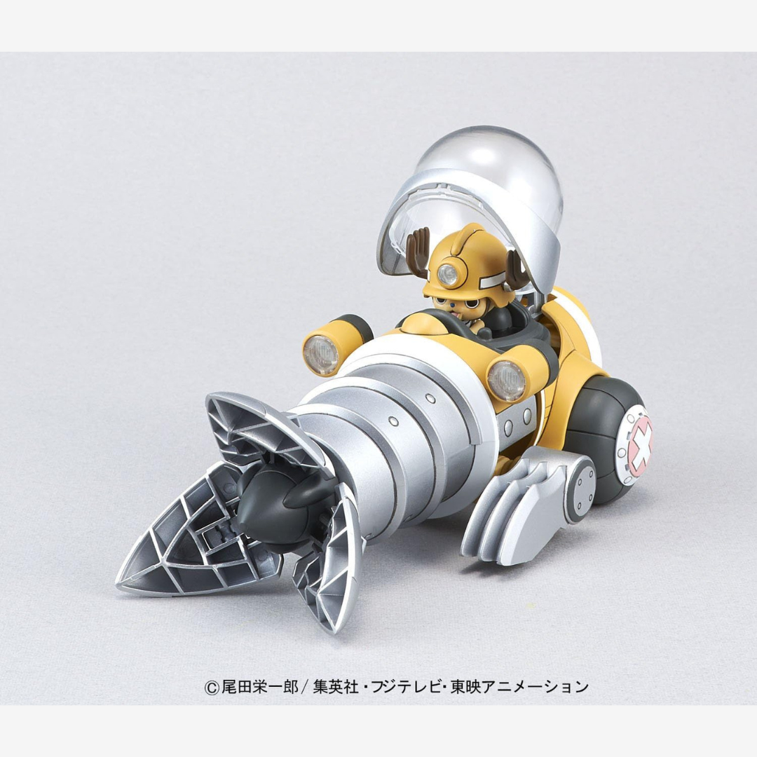 Box Bandai Chopper Robo No.4 Drill da One Piece, veicolo giallo perforatore pilotato da TonyTony Chopper, kit da assemblare senza colla né verniciatura