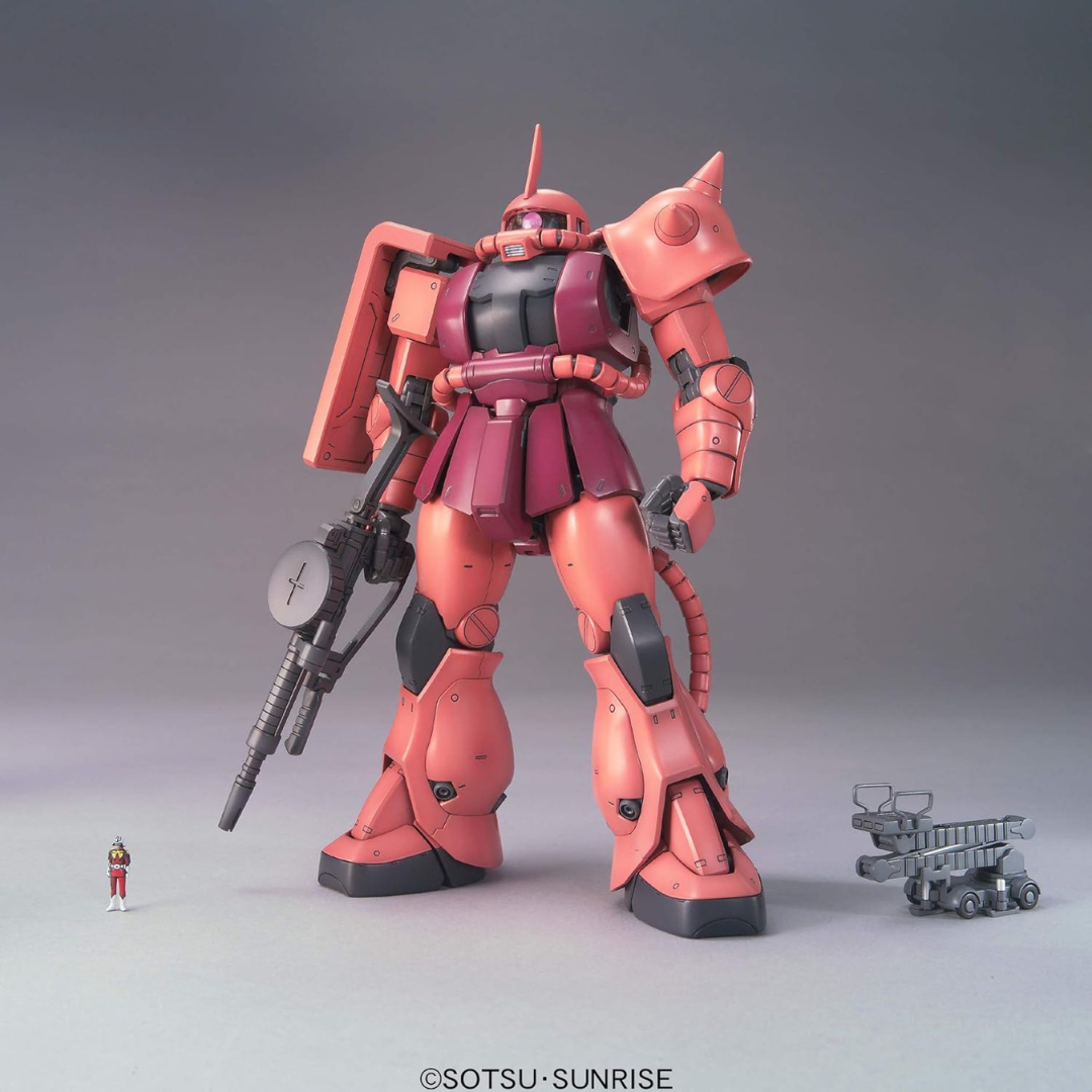 Box MG Zaku II MS-06S Char Aznable Bandai – Gunpla Master Grade dettagliato e snodabile, da montare senza colla né verniciatura