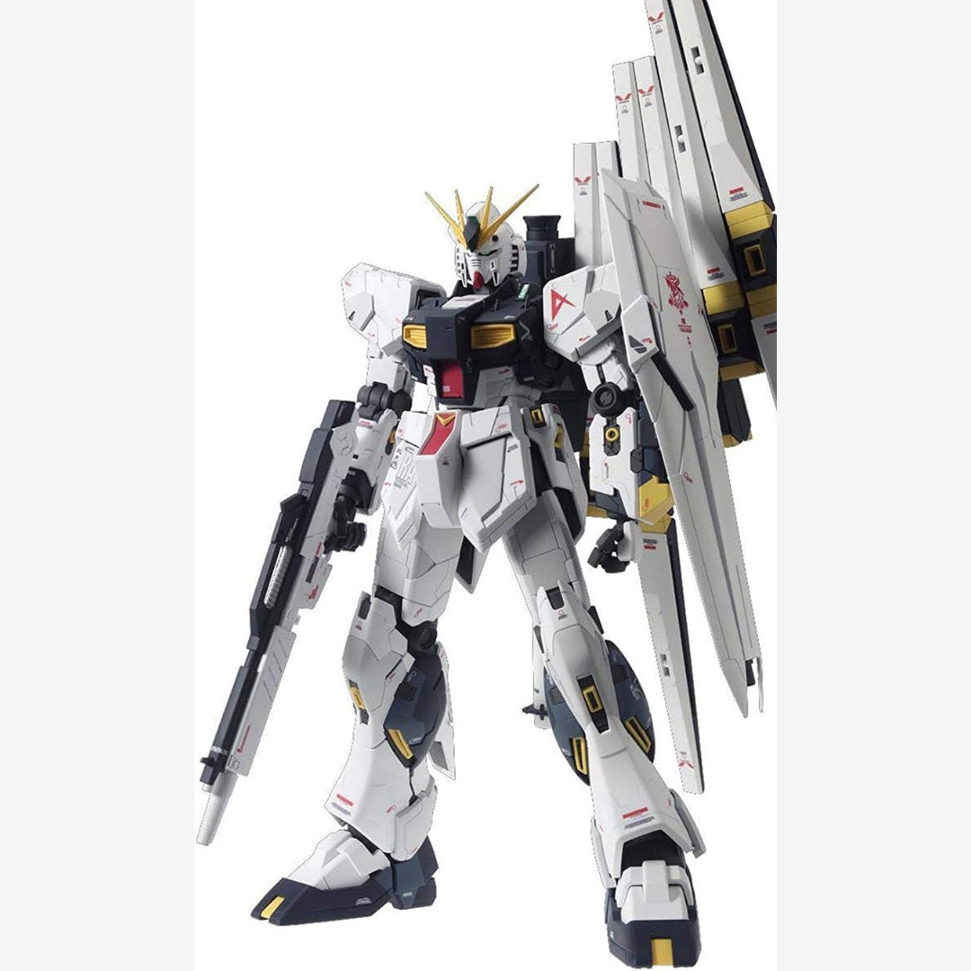 Box Gunpla MG RX-93 ν Gundam Ver.Ka Bandai, kit Master Grade da assemblare senza colla, icona UC con fin funnels mobili e design Katoki.