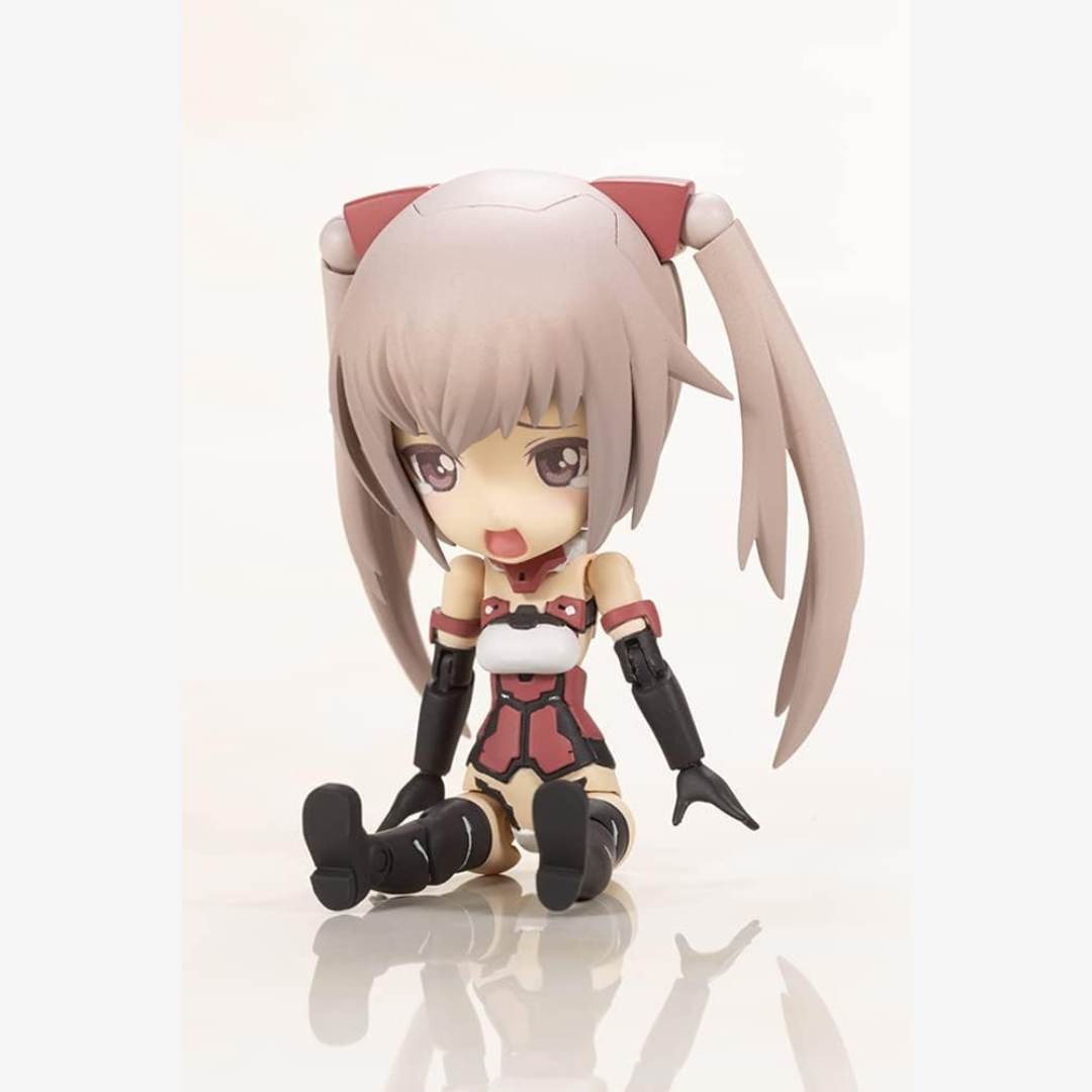 Box Qpmini Innocentia Frame Arms Girl Kotobukiya, model kit chibi da assemblare senza colla, figure snodabile kawaii in stile mecha girl anime.







