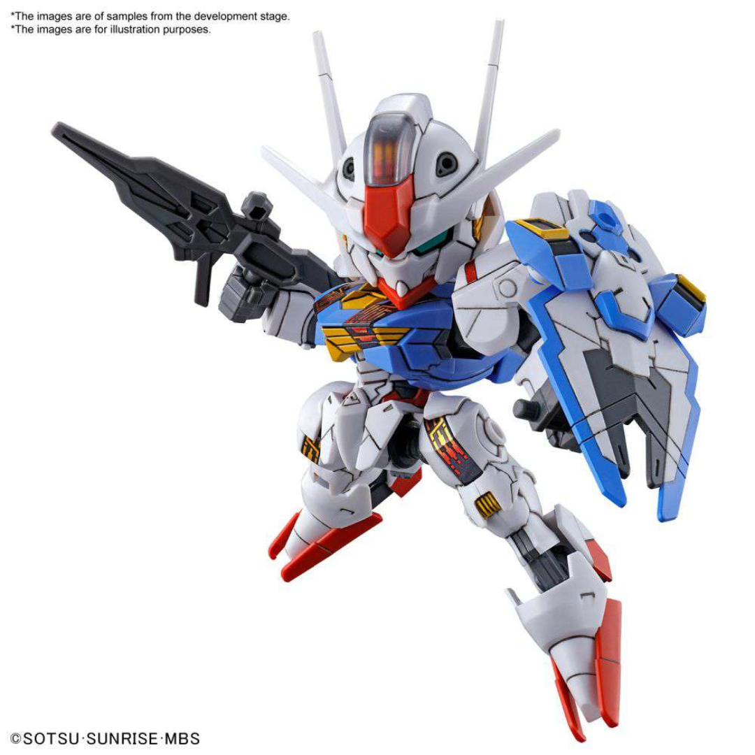 Gunpla SD Gundam Aerial EX-Standard XVX-016 Bandai da Witch from Mercury, kit da assemblare senza colla né vernice, dettagliato e articolato.