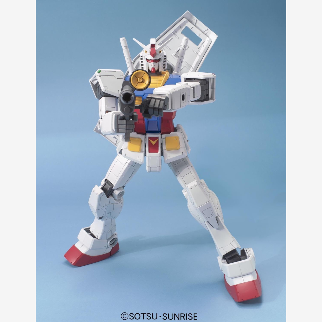 Gunpla Mega Size RX-78-2 Gundam Bandai 1/48, modello alto 375 mm da assemblare senza colla, dettagliato, perfetto per fan Mobile Suit Gundam.

