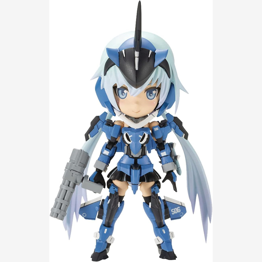 Box Qpmini Stylet Frame Arms Girl Kotobukiya, model kit chibi da assemblare senza colla, versione posabile mecha kawaii per collezionisti.







