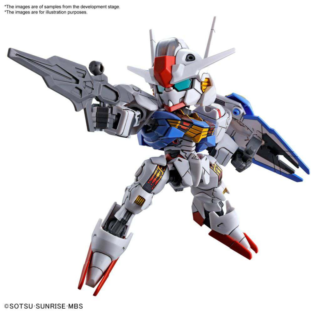Gunpla SD Gundam Aerial EX-Standard XVX-016 Bandai da Witch from Mercury, kit da assemblare senza colla né vernice, dettagliato e articolato.