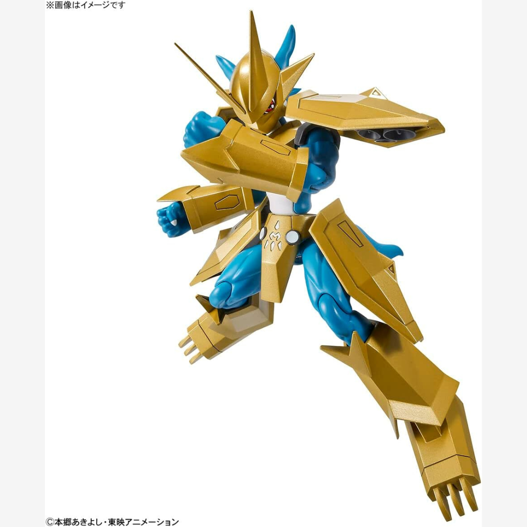 Model kit Digimon Magnamon Bandai Figure-rise Standard 2022, armatura dorata, da assemblare senza colla, per fan e collezionisti anime.








