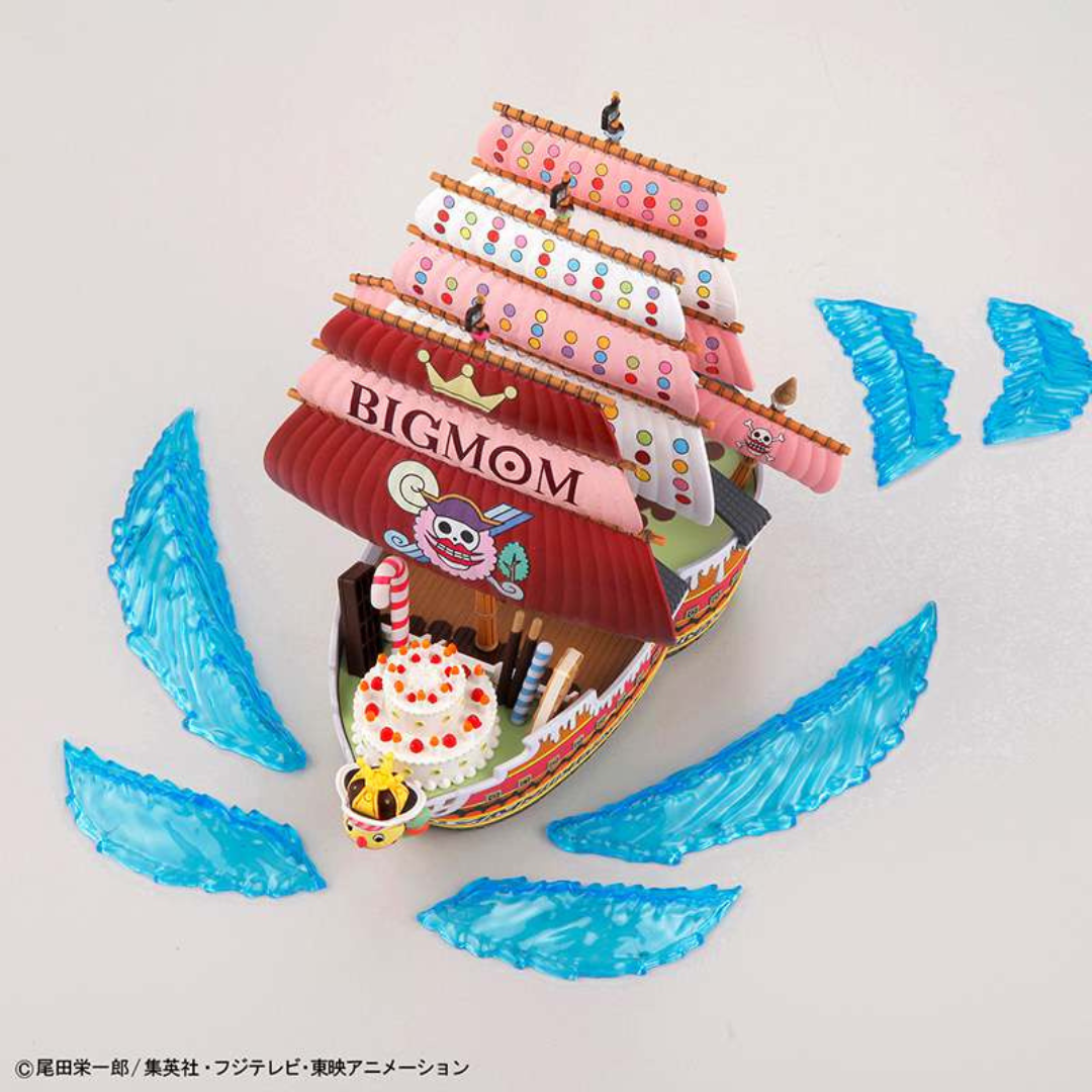 Modellino Bandai Queen Mama Chanter da One Piece, nave colorata della ciurma di Big Mom, kit da assemblare senza colla per fan e collezionisti anime