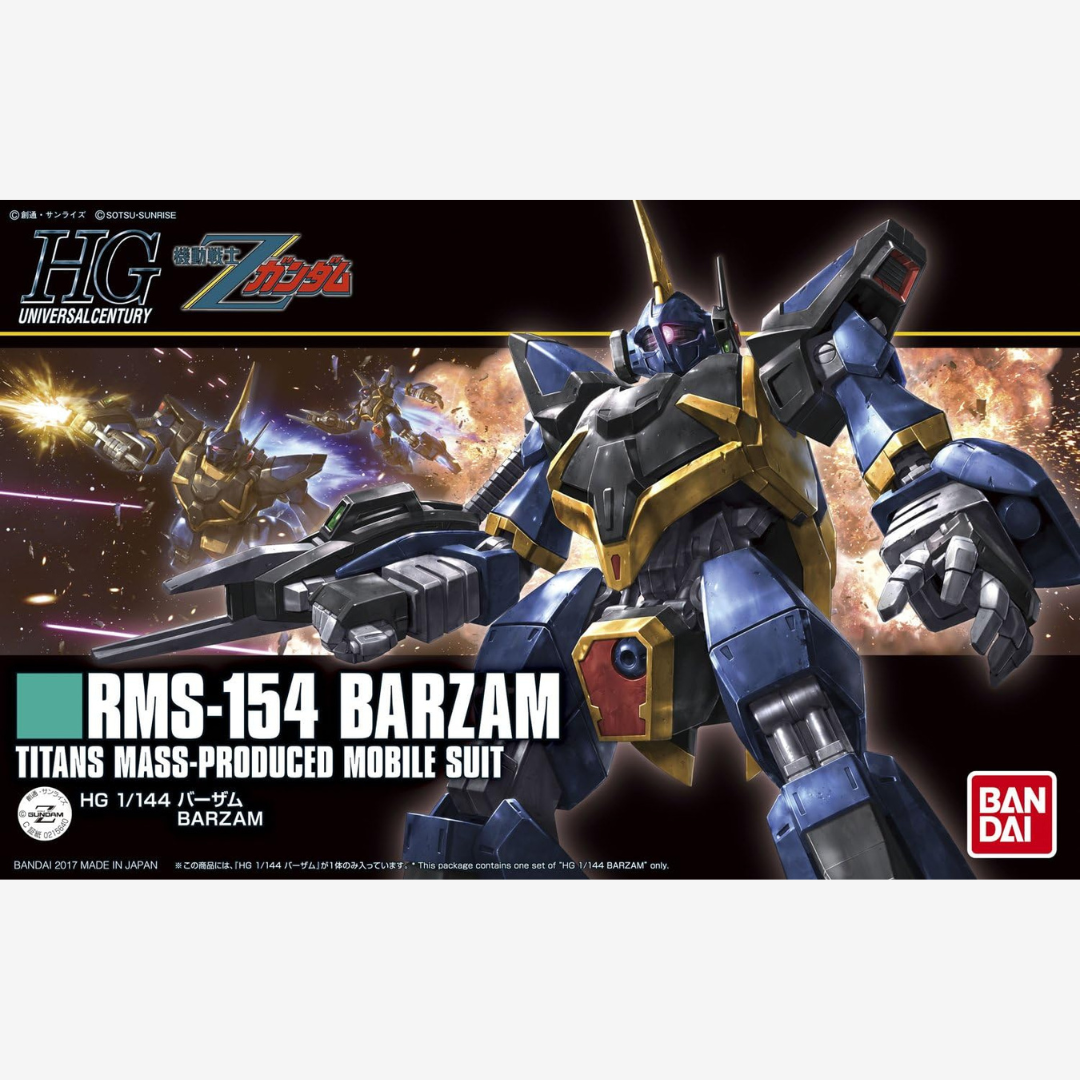 HG Barzam 1/144 Titans – Model kit Gunpla Bandai ispirato a Zeta Gundam. Facile da assemblare, dettagliato e articolato, perfetto per collezionisti UC.

