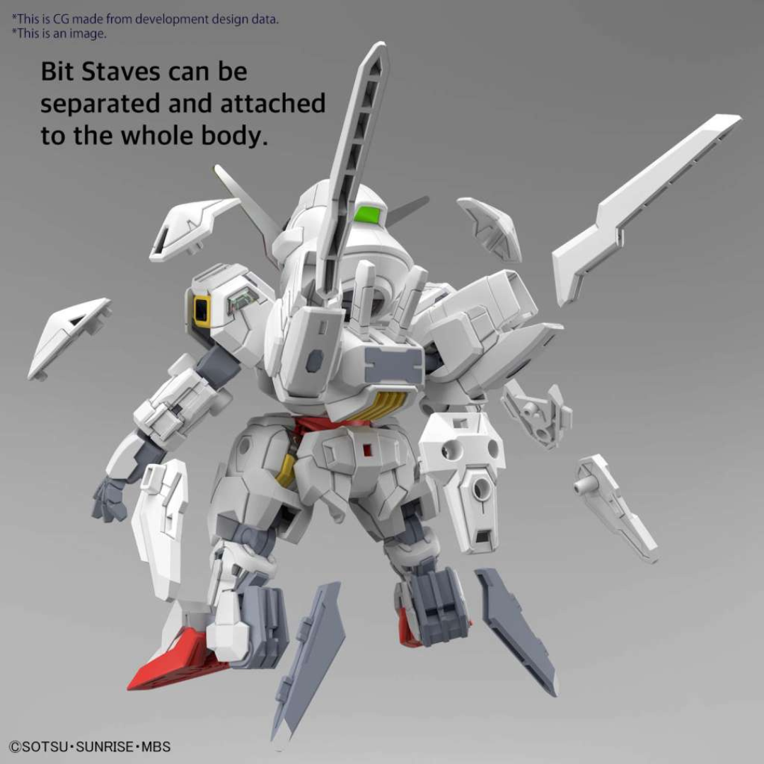 Gunpla SD Gundam Calibarn Cross Silhouette Bandai con frame incluso, Bit Staves, Permet Score e armi, kit da montare tratto da The Witch from Mercury.