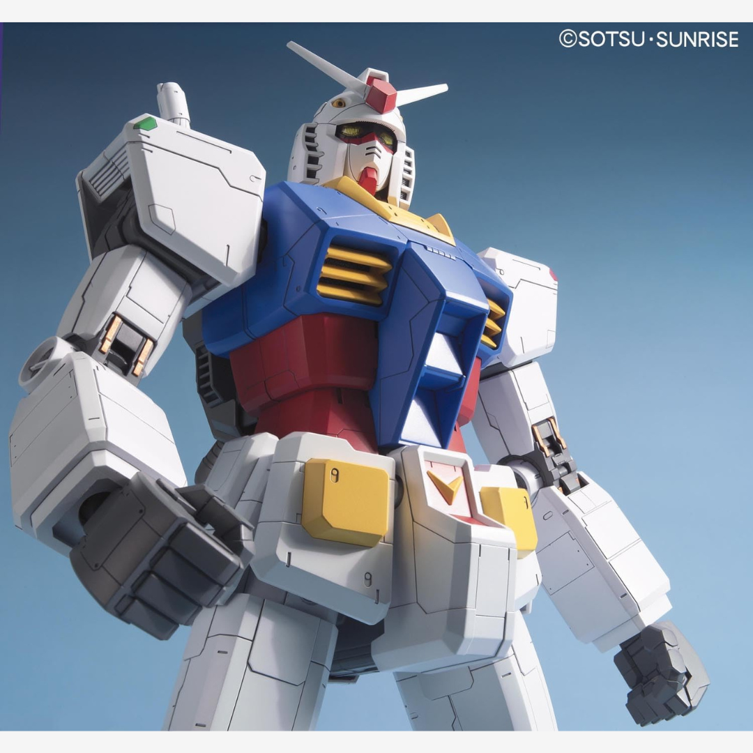 Gunpla Mega Size RX-78-2 Gundam Bandai 1/48, modello alto 375 mm da assemblare senza colla, dettagliato, perfetto per fan Mobile Suit Gundam.

