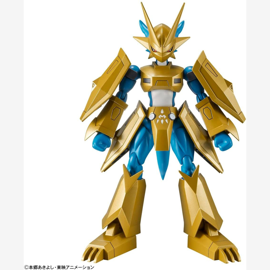 Model kit Digimon Magnamon Bandai Figure-rise Standard 2022, armatura dorata, da assemblare senza colla, per fan e collezionisti anime.








