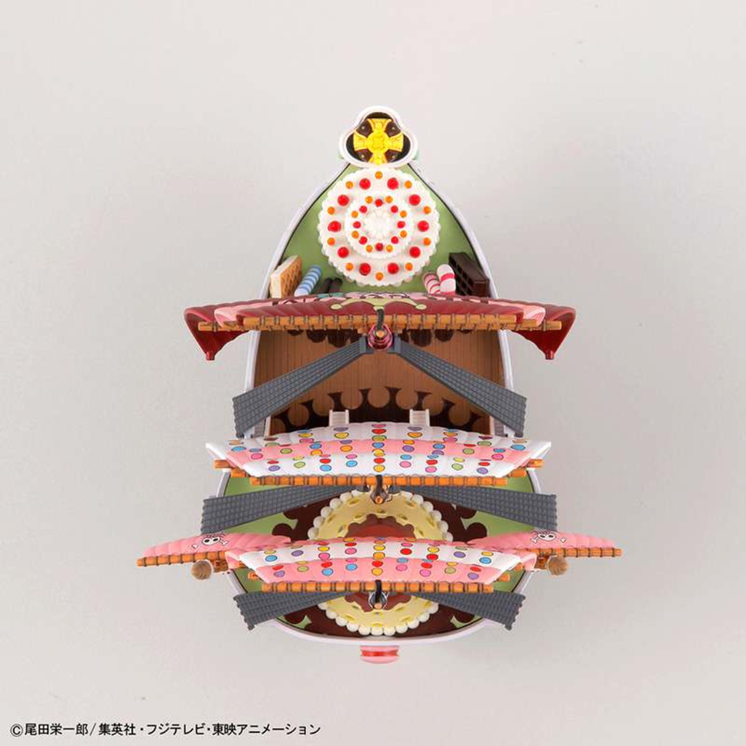 Modellino Bandai Queen Mama Chanter da One Piece, nave colorata della ciurma di Big Mom, kit da assemblare senza colla per fan e collezionisti anime