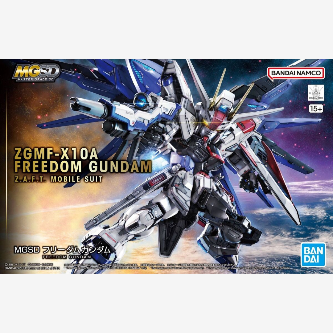 Box MGSD Freedom Gundam ZGMF-X10A Bandai – kit Gunpla SD altamente dettagliato, snodabile e da assemblare senza colla né vernice