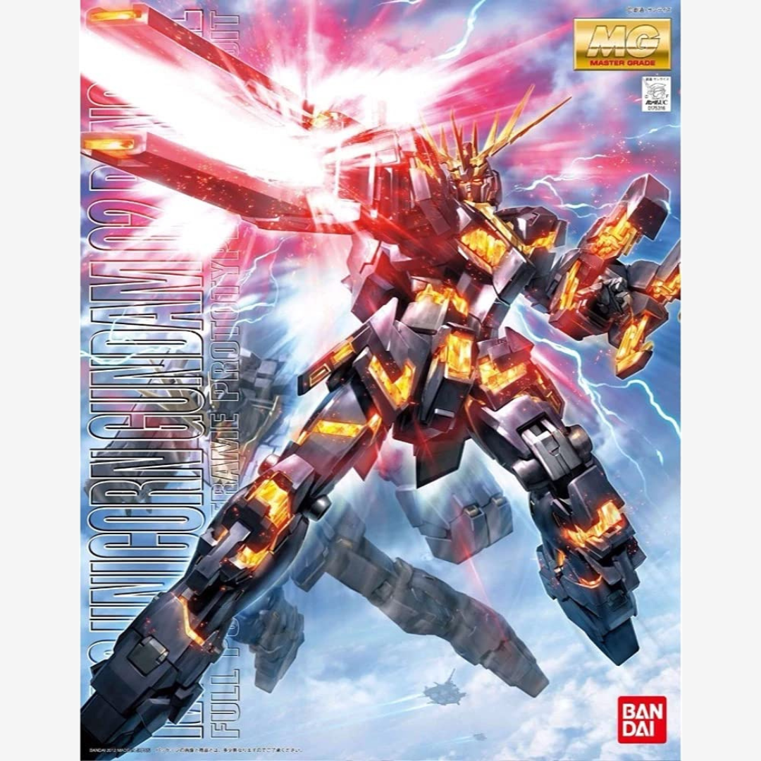 MG 1/100 Banshee Unicorn Gundam 02 Destroy Mode con Psycho Frame arancio. Gunpla Master Grade da montare senza colla, dettaglio e potenza UC.