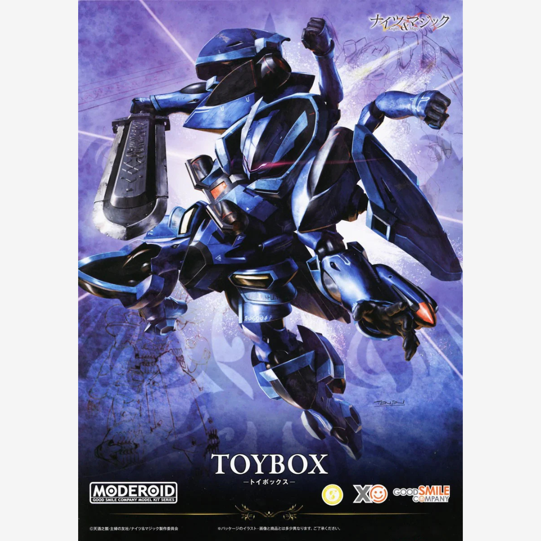Kit Moderoid TOYBOX da Knight’s & Magic di Good Smile Company, mecha fantasy dettagliato da assemblare senza colla, ideale per fan anime e modellismo.

